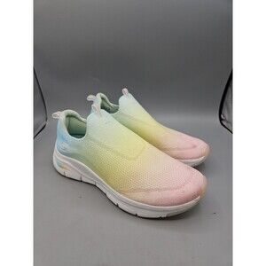 Size 10 Skechers Womens  Arch Fit Air Cooled Vibrant Multicolor Slip On Sneakers